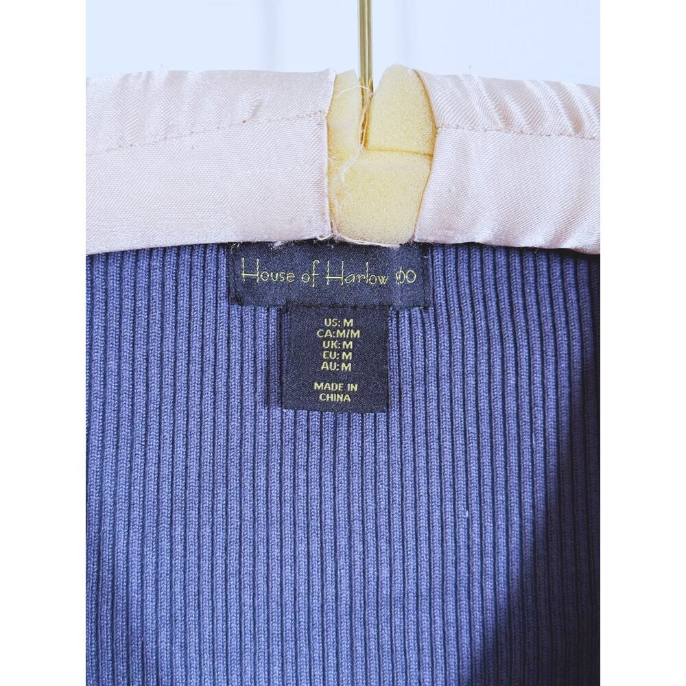 House of Harlow 1960 Ribbed Midi Dress Size Medium Blue Quiet Luxury Minimal - Picture 6 of 8